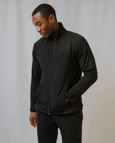 Black Ultimate Comfort Fleece-Lined Scrub Jacket