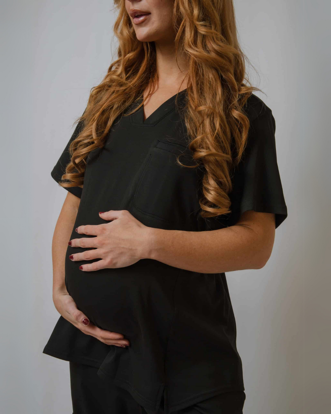 Black Maternity Ultimate Comfort Fleece-Lined Scrub Top