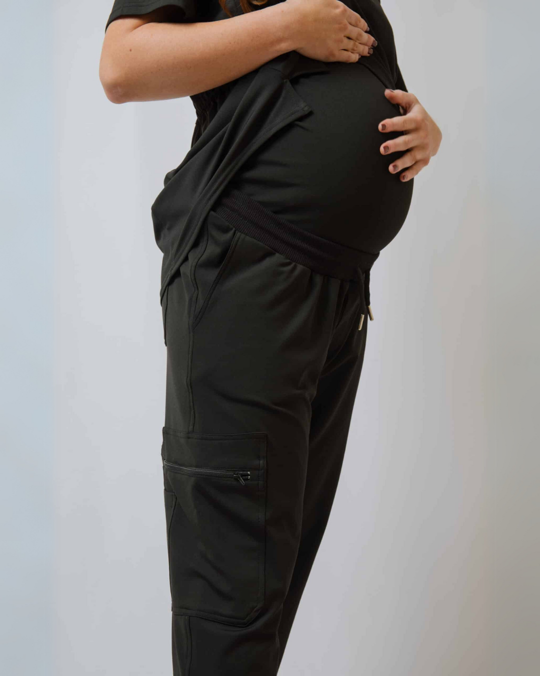 Black Maternity Ultimate Comfort Fleece-Lined Scrub Trouser