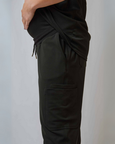 Black Maternity Ultimate Comfort Fleece-Lined Scrub Trouser
