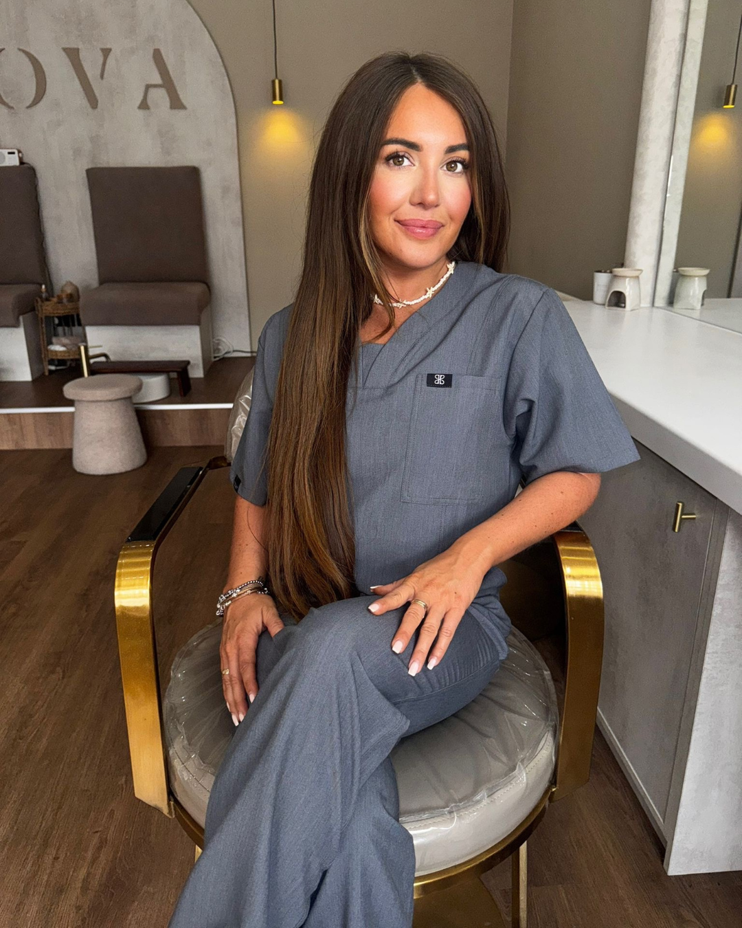 Graphite Natasha Scrub Top