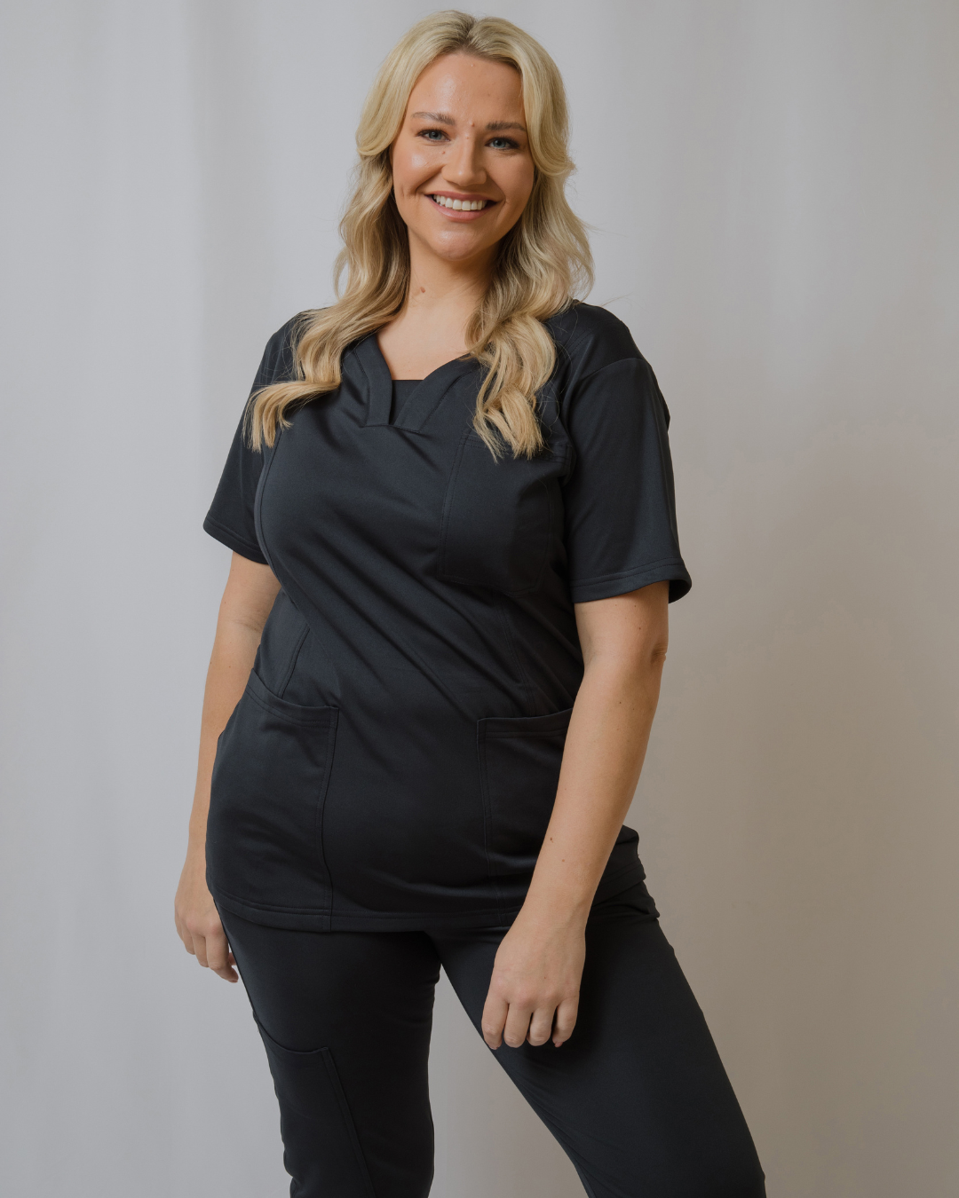 Blue Natasha Ultimate Comfort Fleece-Lined Scrub Top