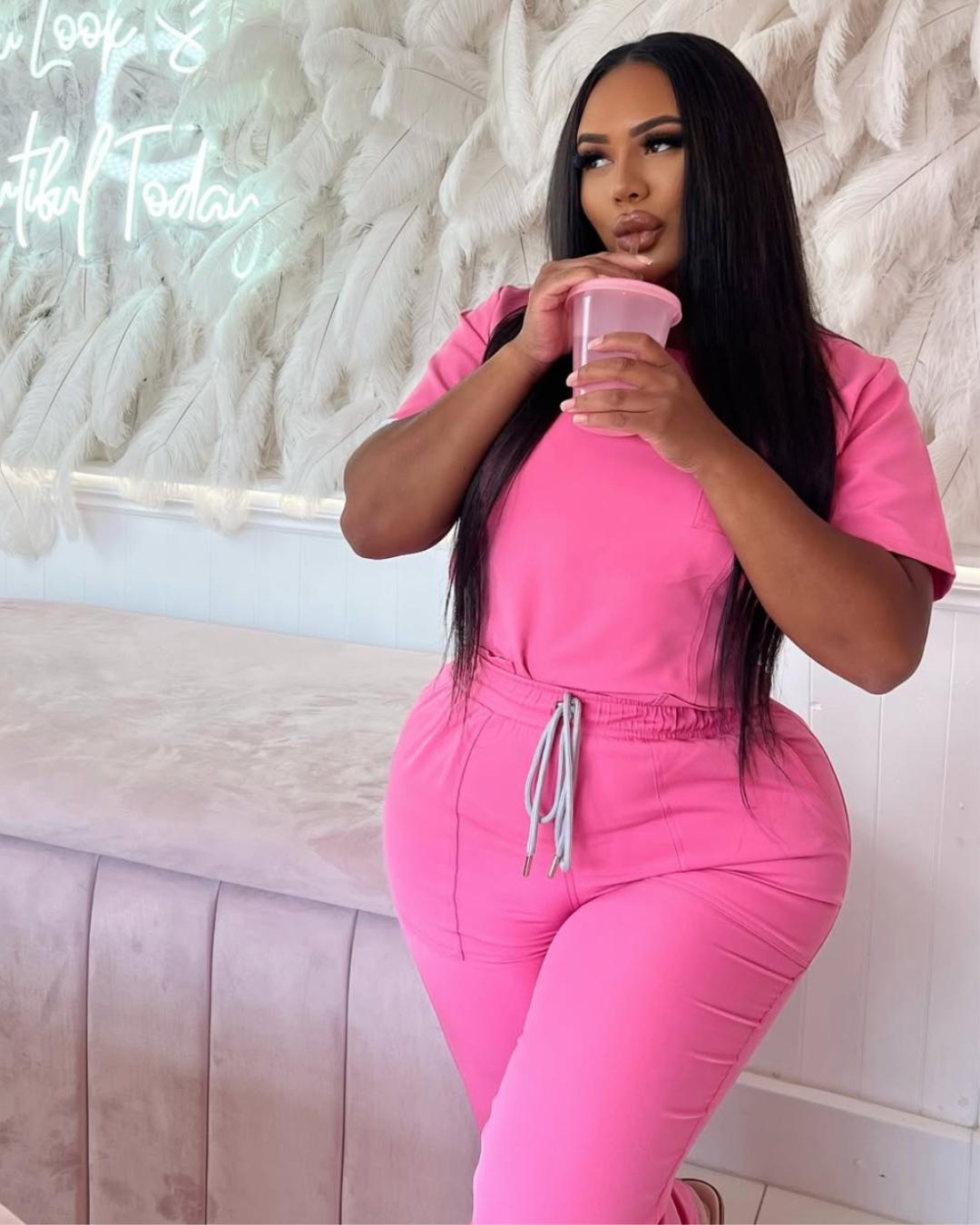 French Rose Natasha Scrub Top