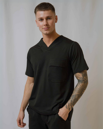 Black Rio Ultimate Comfort Fleece-Lined Scrub Top