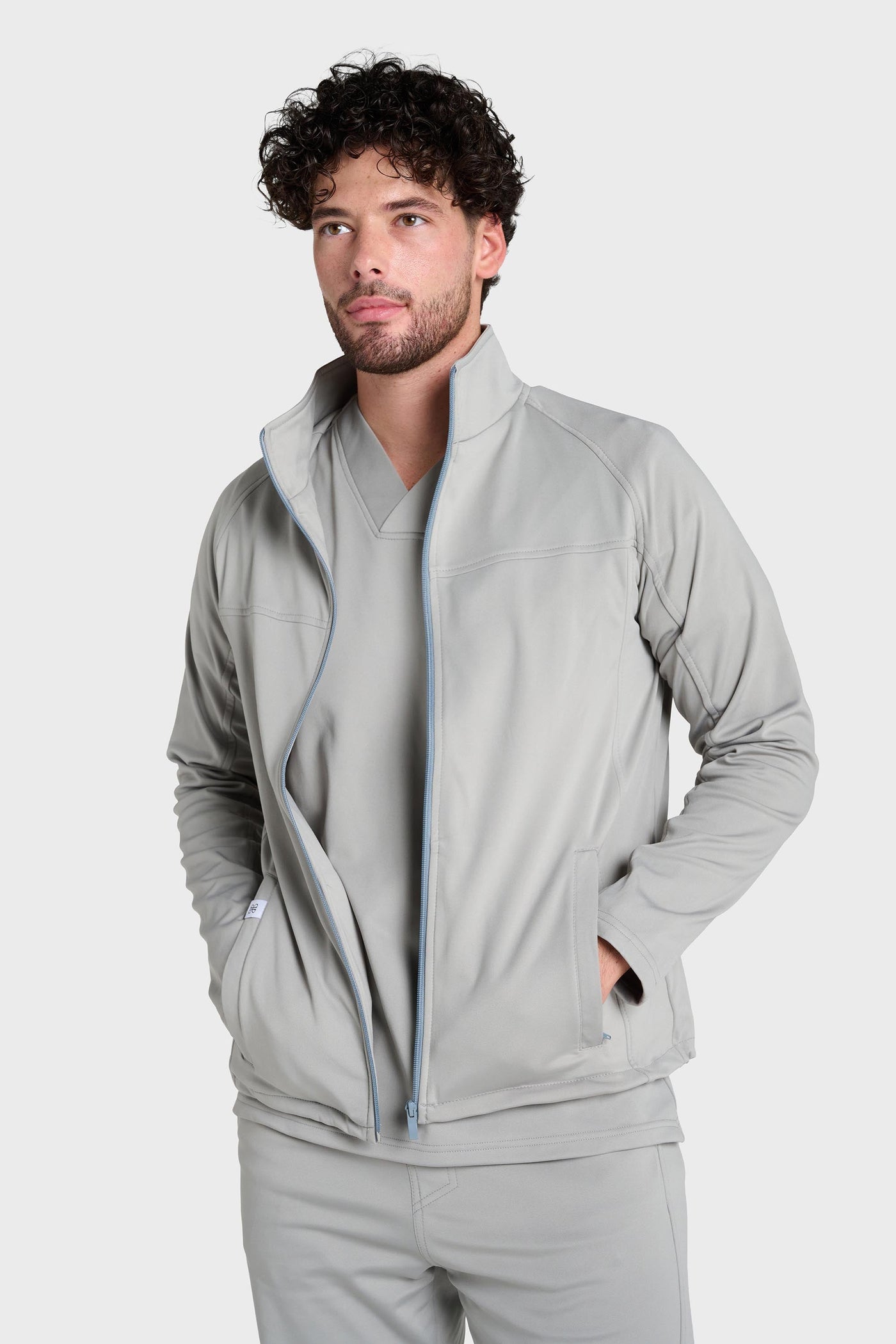 Grey Ultimate Comfort Fleece-Lined Scrub Jacket