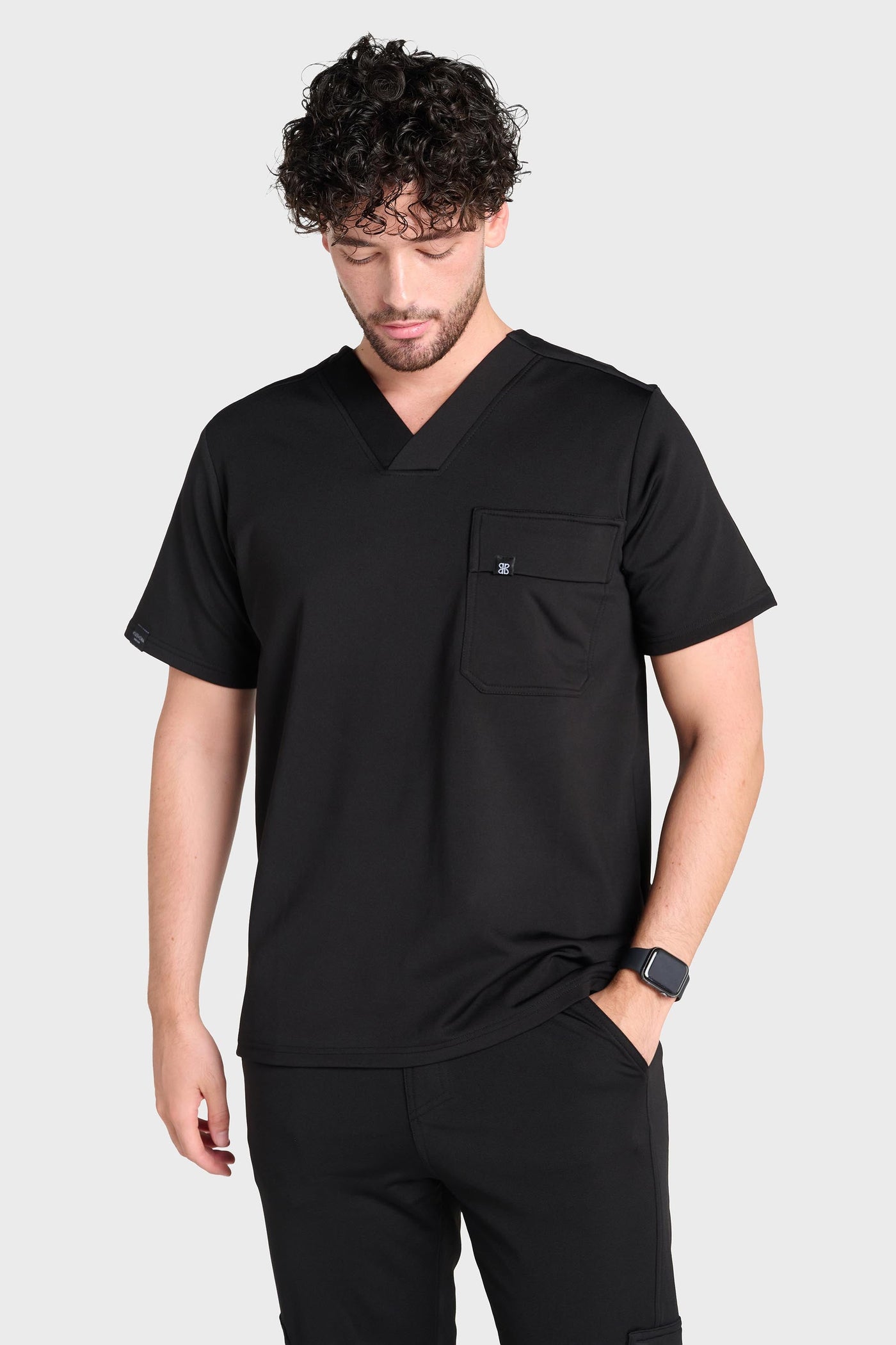 Black Rio Ultimate Comfort Fleece-Lined Scrub Top