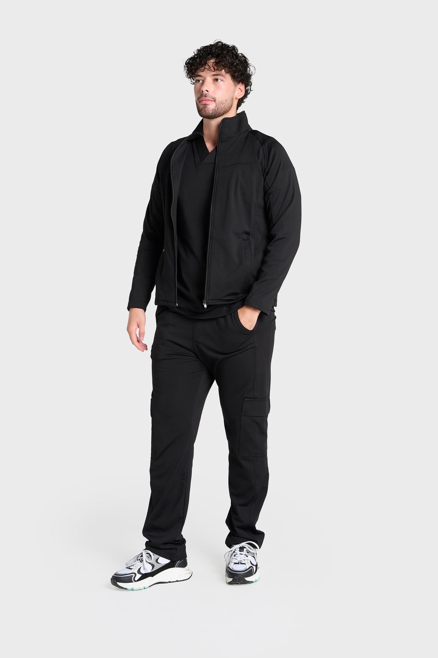 Black Ultimate Comfort Fleece-Lined Scrub Jacket