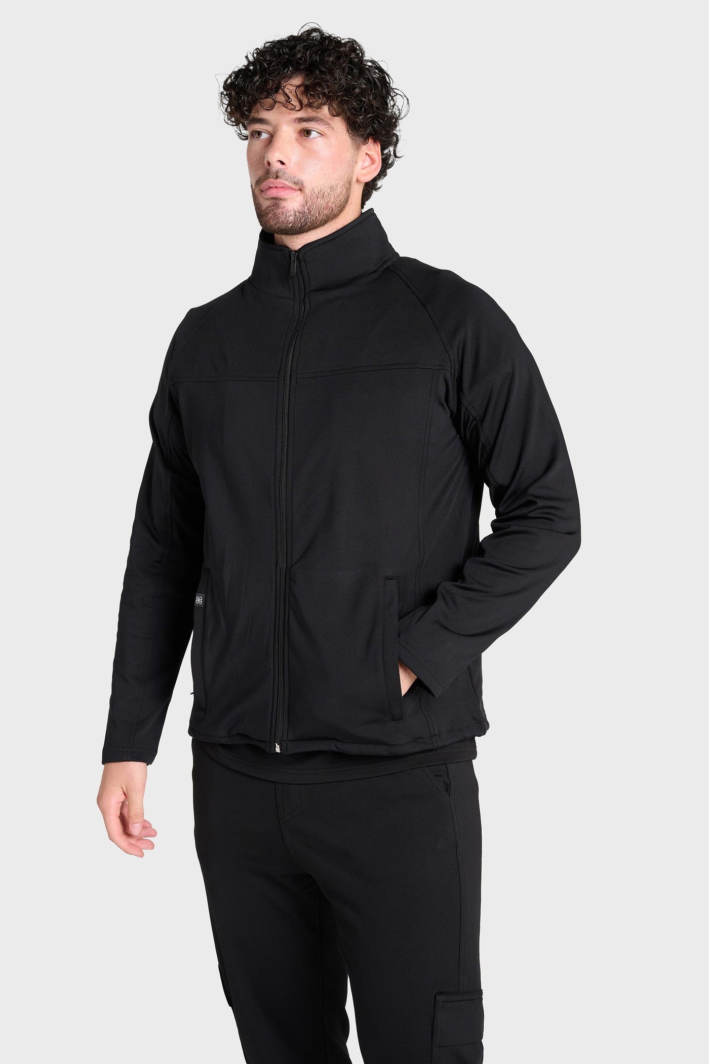 Black Ultimate Comfort Fleece-Lined Scrub Jacket