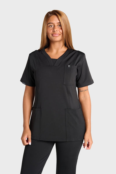 Black Natasha Ultimate Comfort Fleece-Lined Scrub Top