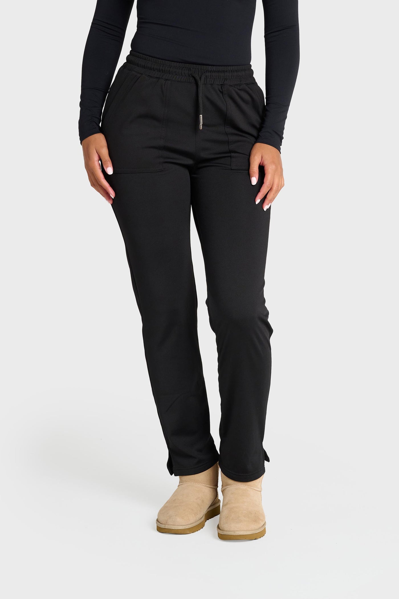 Black Natasha Ultimate Comfort Fleece-Lined Scrub Trouser