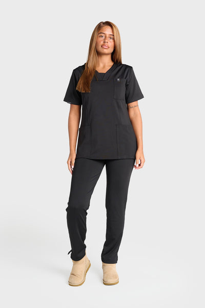 Black Natasha Ultimate Comfort Fleece-Lined Scrub Top
