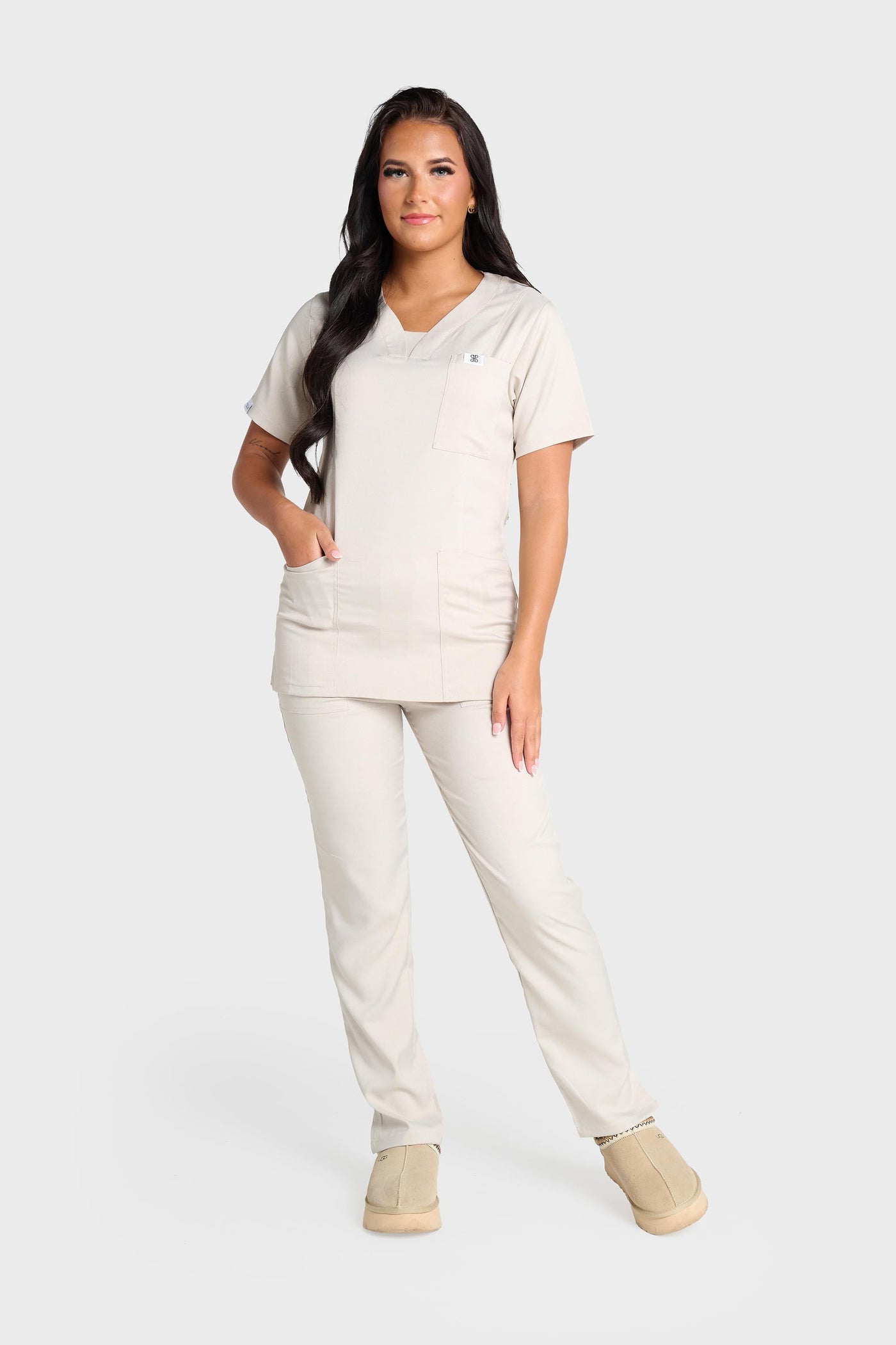 Cream Natasha Scrub Top