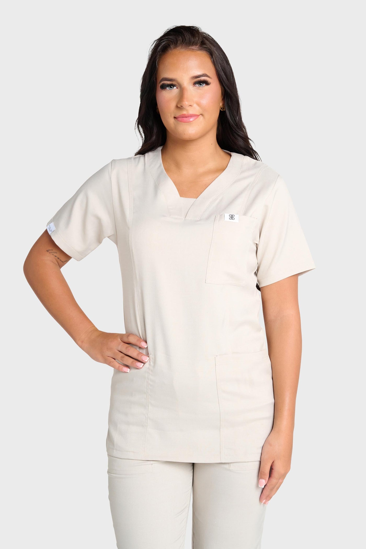 Cream Natasha Scrub Top