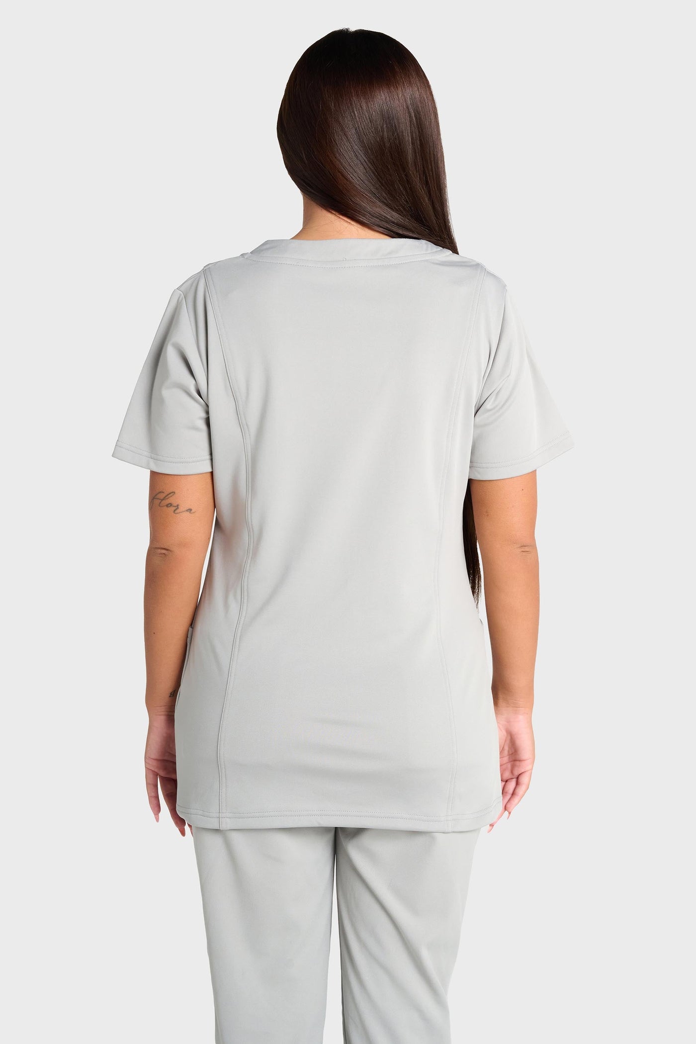 Grey Natasha Ultimate Comfort Fleece-Lined Scrub Top