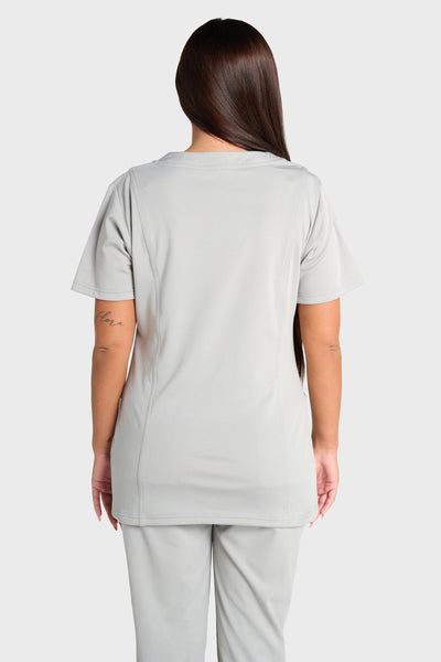 Grey Natasha Ultimate Comfort Fleece-Lined Scrub Top