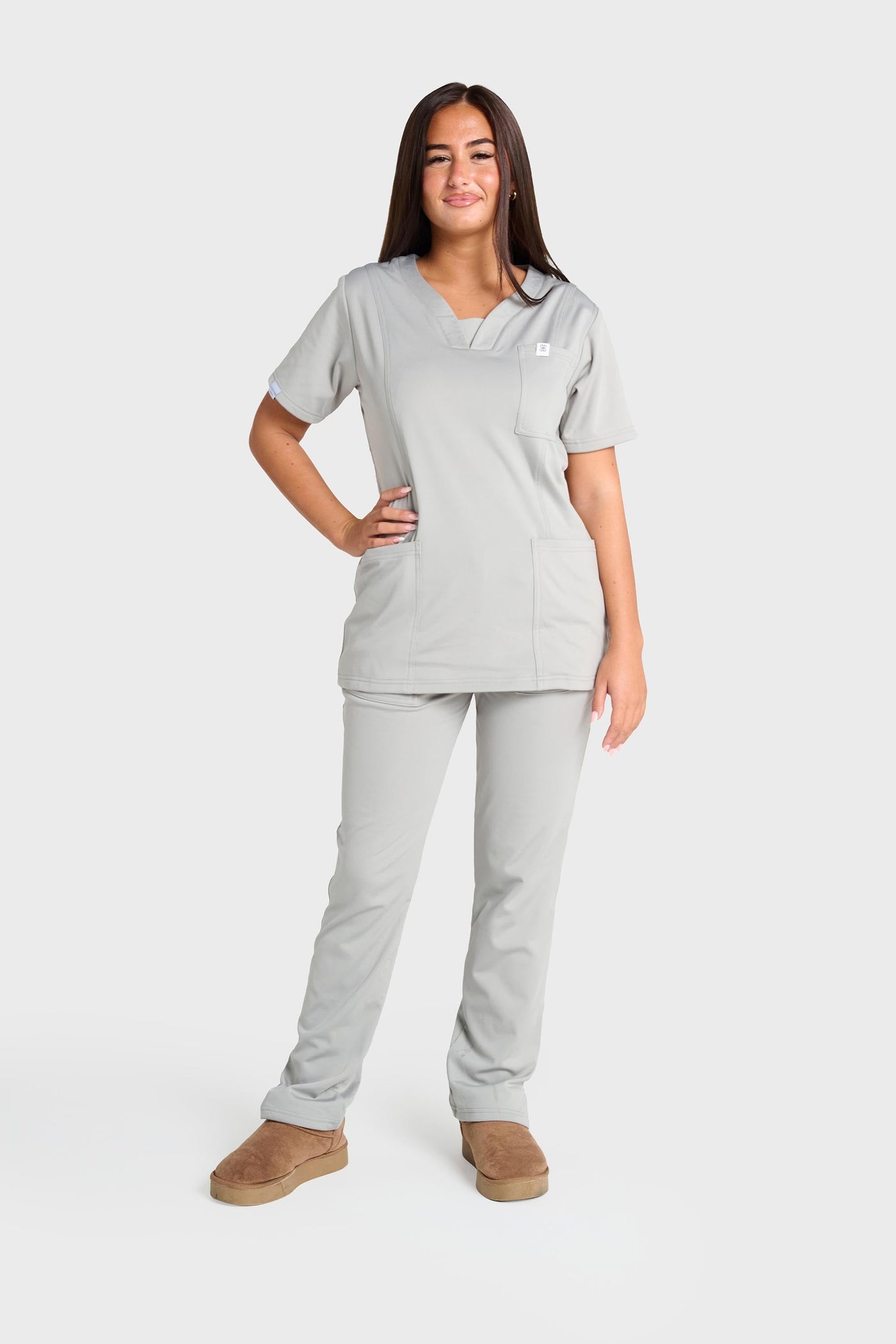 Grey Natasha Ultimate Comfort Fleece-Lined Scrub Trouser