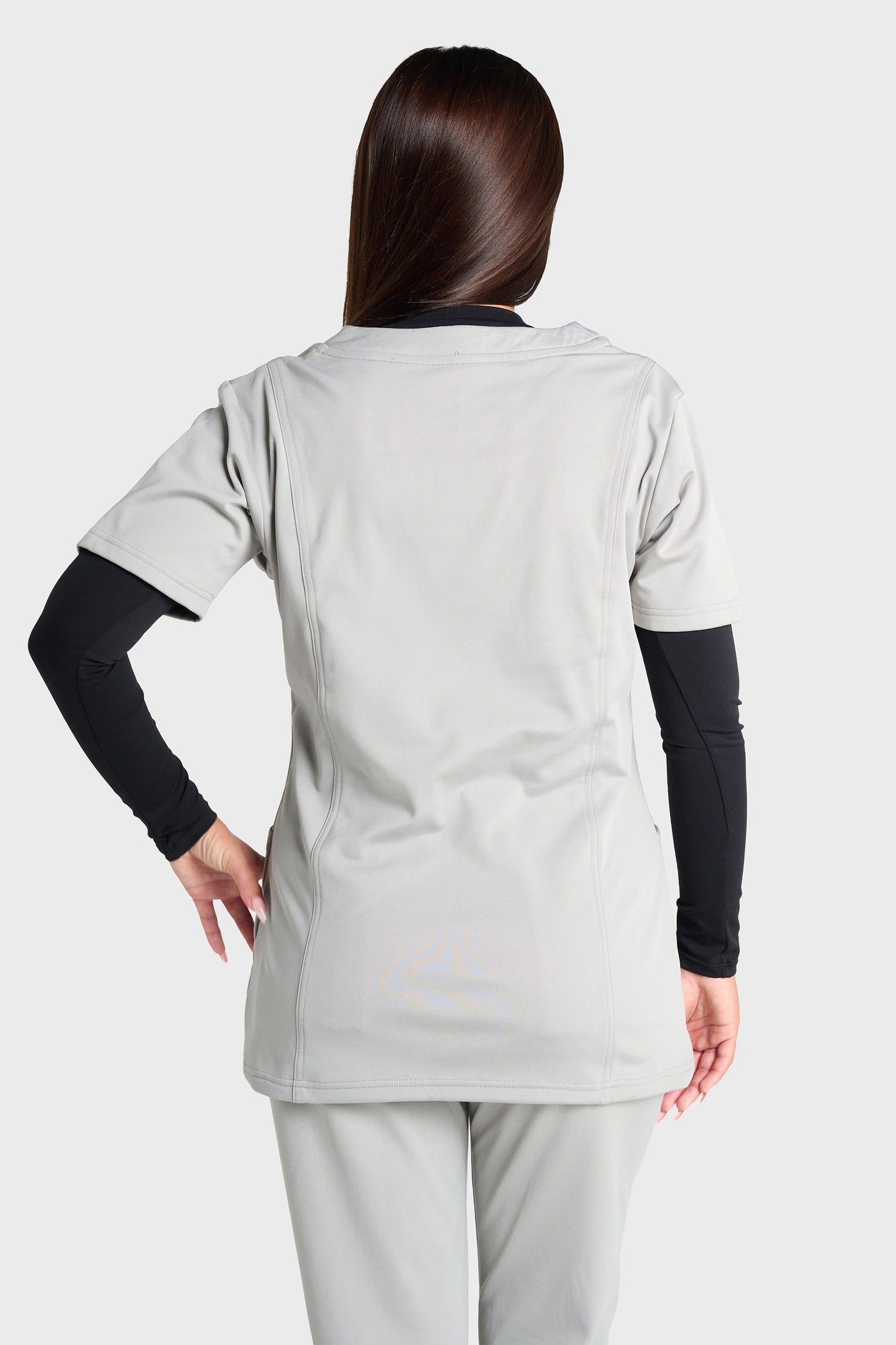 Grey Natasha Ultimate Comfort Fleece-Lined Scrub Top