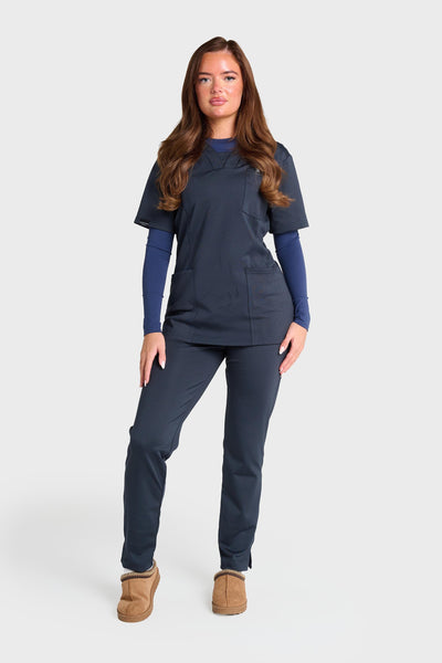 Blue Natasha Ultimate Comfort Fleece-Lined Scrub Top