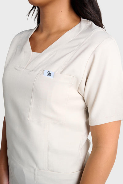 Cream Natasha Scrub Top