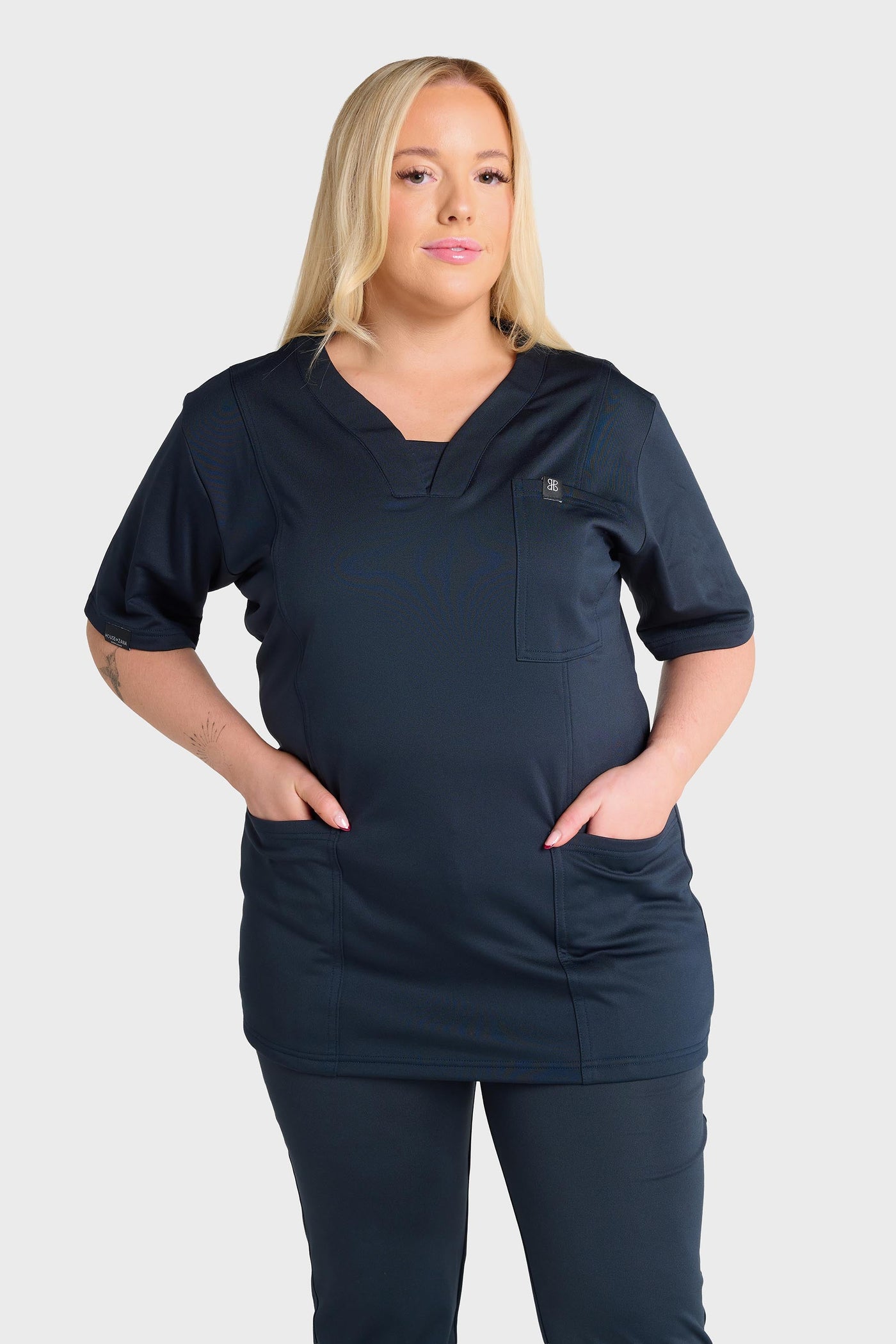 Blue Natasha Ultimate Comfort Fleece-Lined Scrub Top