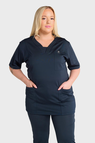 Blue Natasha Ultimate Comfort Fleece-Lined Scrub Top