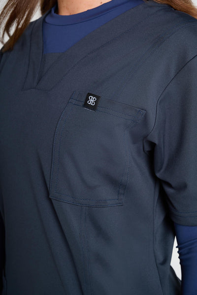 Blue Natasha Ultimate Comfort Fleece-Lined Scrub Top