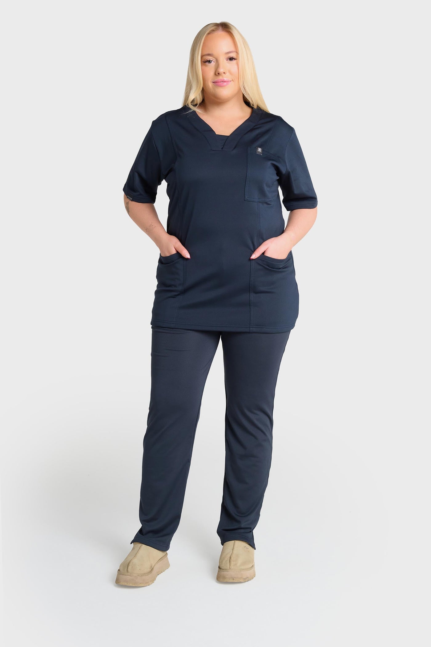 Blue Natasha Ultimate Comfort Fleece-Lined Scrub Top