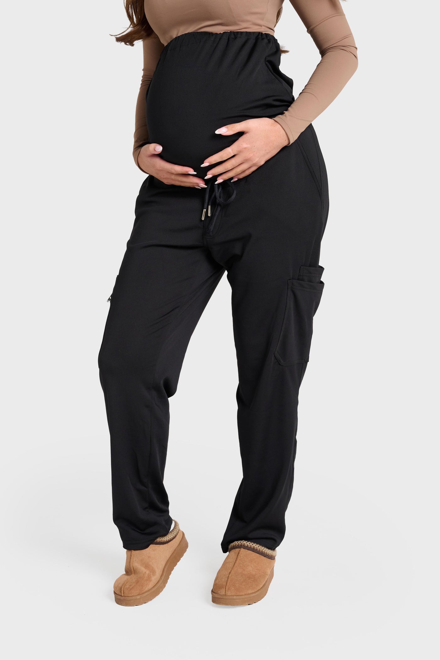 Black Maternity Ultimate Comfort Fleece-Lined Scrub Trouser