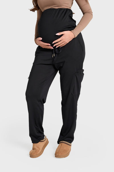 Black Maternity Ultimate Comfort Fleece-Lined Scrub Trouser