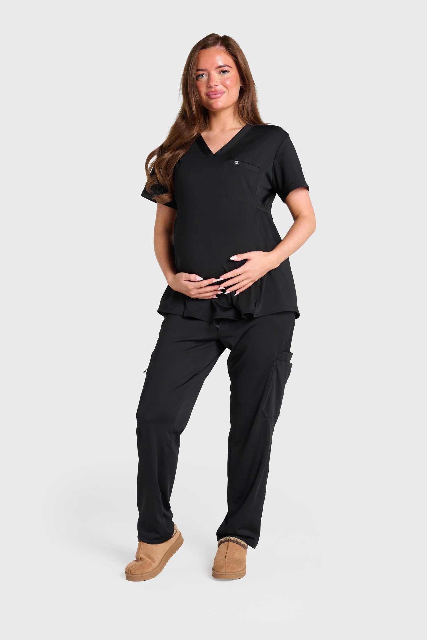 Black Maternity Ultimate Comfort Fleece-Lined Scrub Top