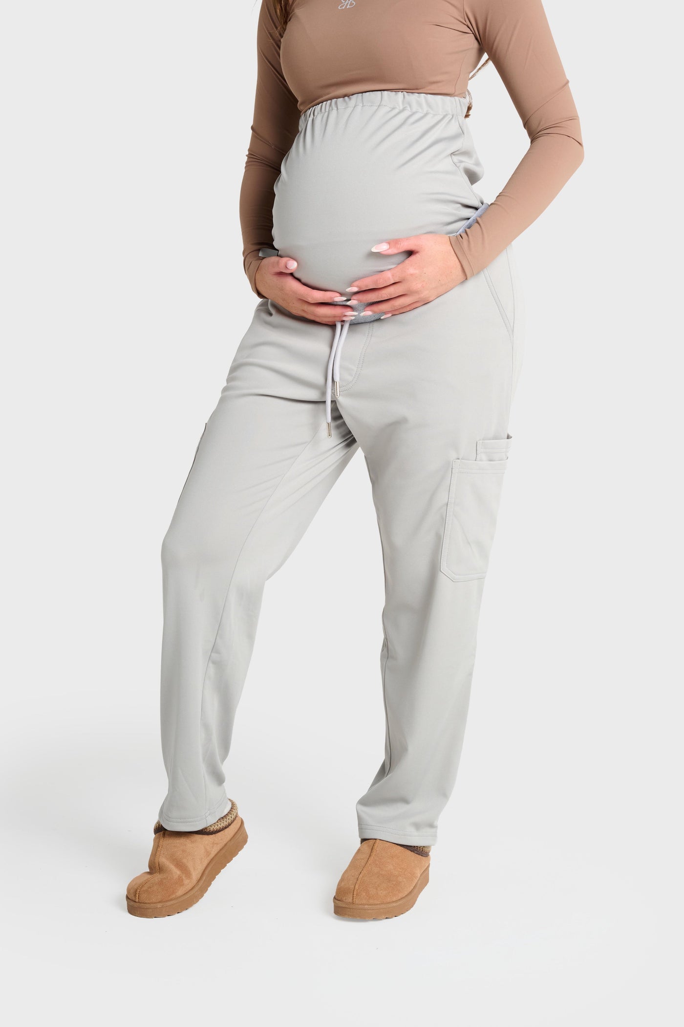 Grey Maternity Ultimate Comfort Fleece-Lined Scrub Trouser