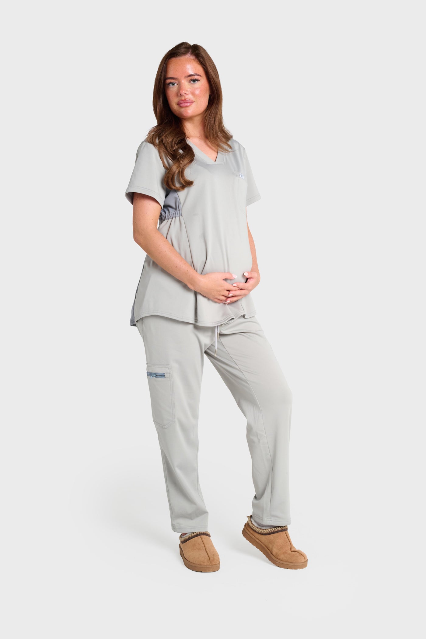 Grey Maternity Ultimate Comfort Fleece-Lined Scrub Trouser