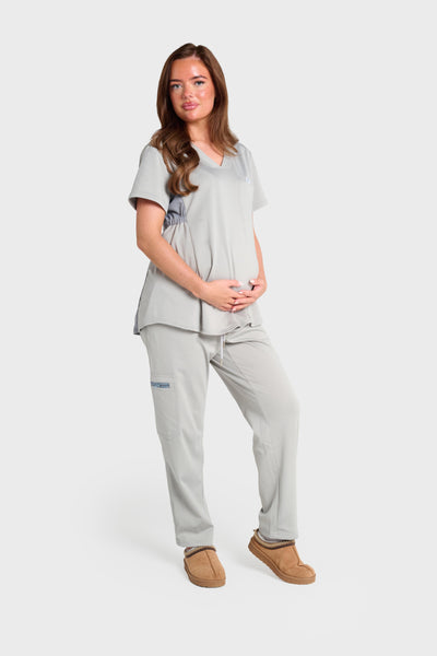 Grey Maternity Ultimate Comfort Fleece-Lined Scrub Trouser