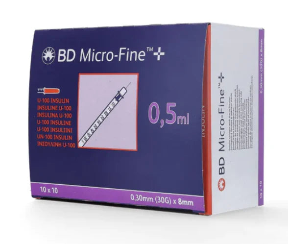 0.5 ml BD Microfine insulin syringe & needles. 30g x 8mm